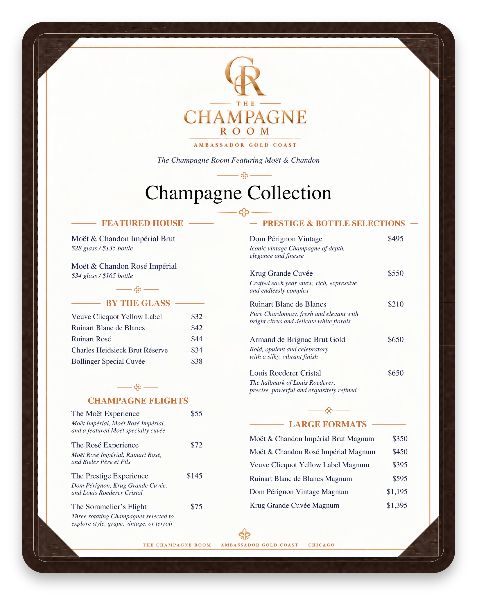 Champagne Collection menu page