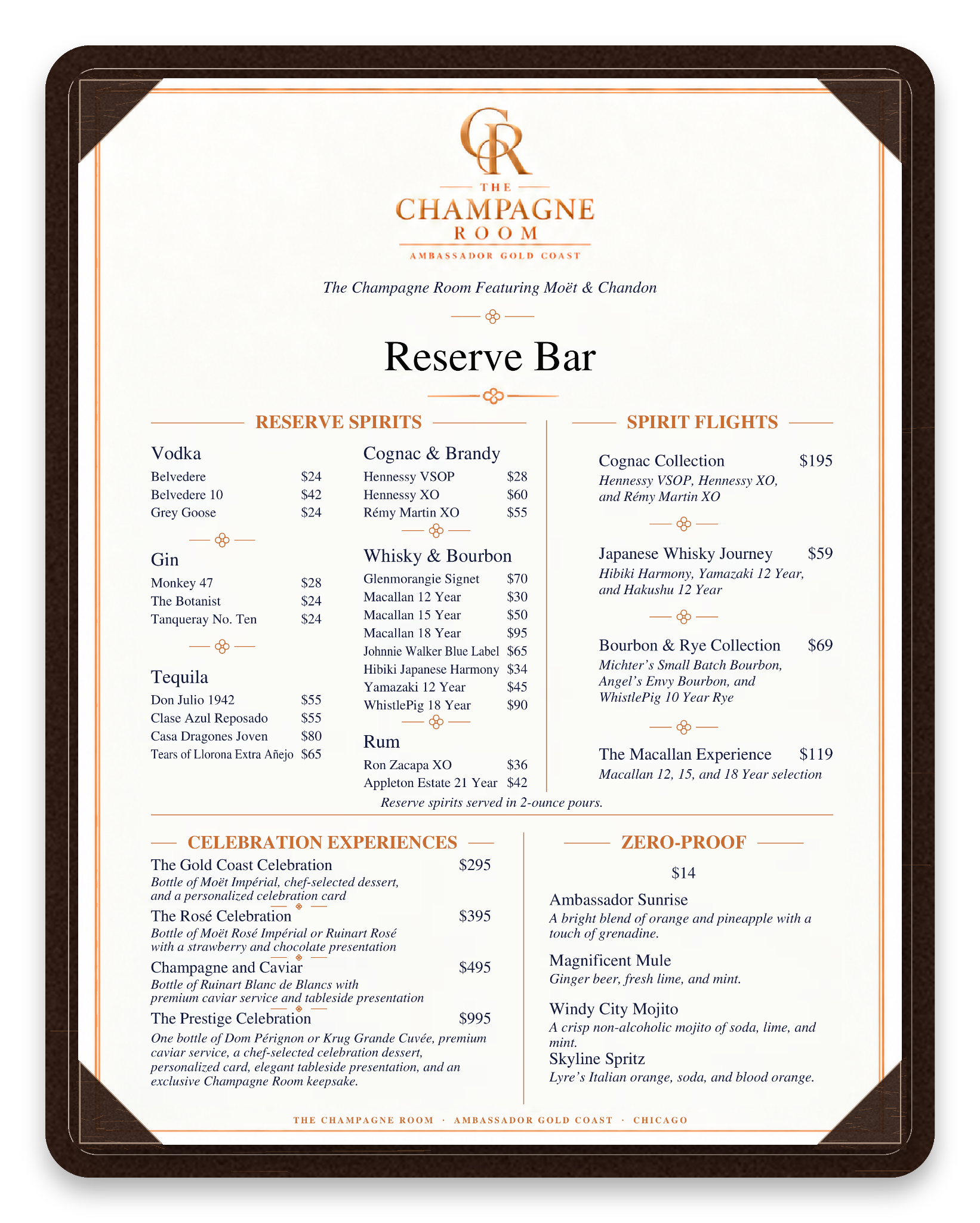 Wines and Cocktails menu page