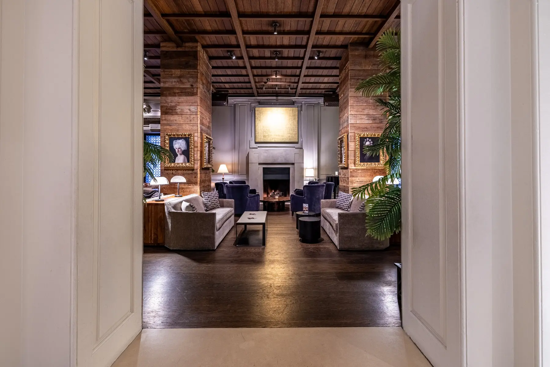 Arched entrance opening into the Champagne Room